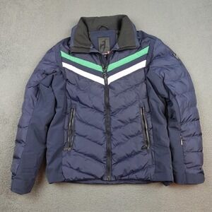 Toni Sailer Jacket Womens 50 Large Blue Ski Puffer Quilted Down Chevron